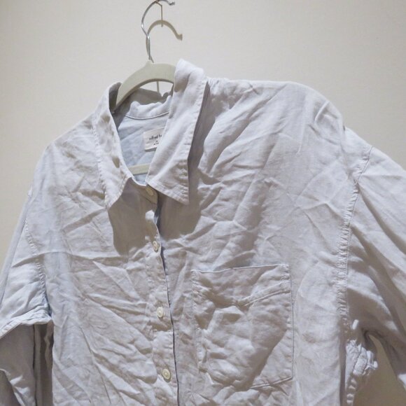 ARITZIA WILFRED FREE Boyfriend Linen Button Down Shirt Cloud Blue Casual Minimal - Picture 6 of 10